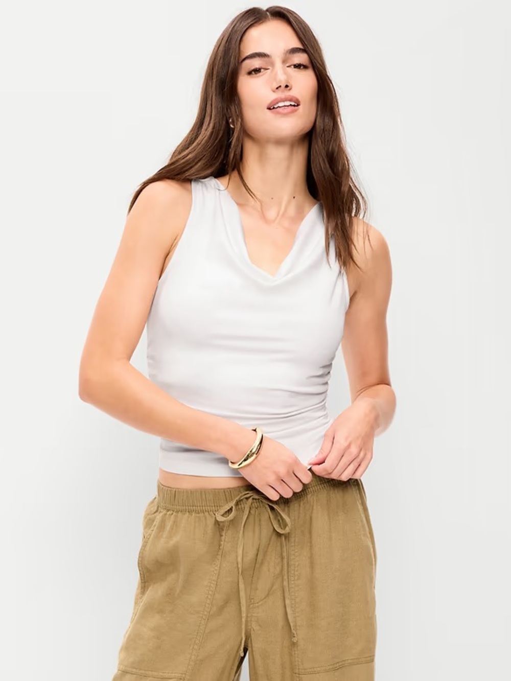 TALL Old Navy Asymmetrical Side-Cinch Tank Top White size M Tall